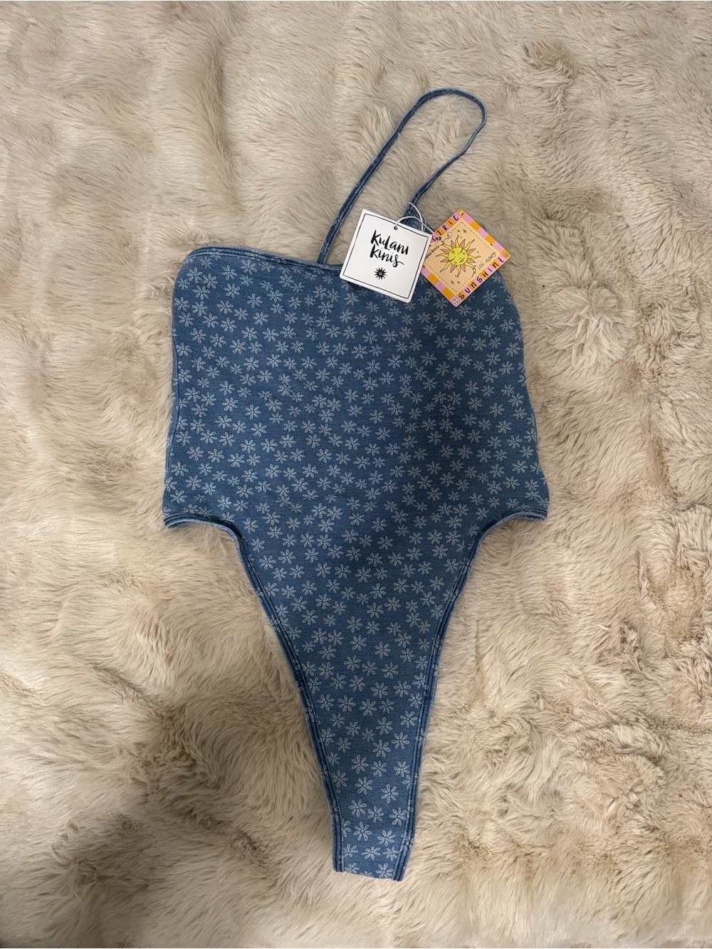 Kulani Kinis Blue Floral Electric Sunshine Collection One-Piece - new with tags